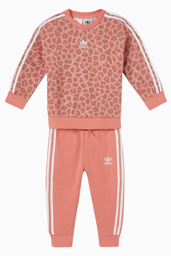 

Animal-print Sweatshirt & Sweatpants Set in French Terry, Pink