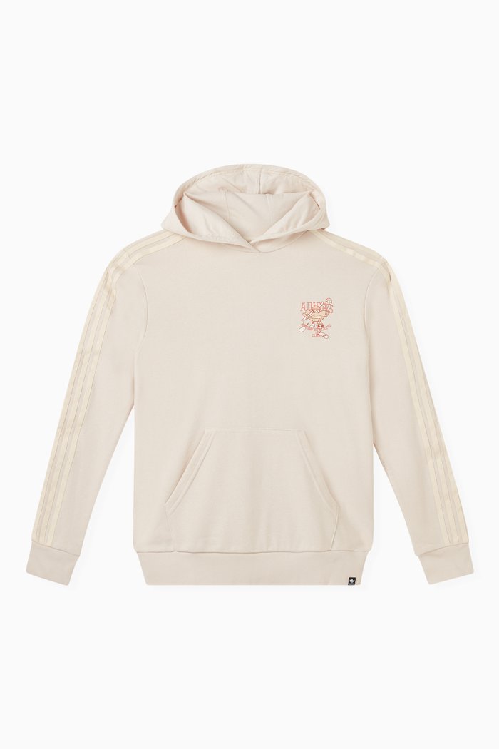 

Graphic Print Hoodie in French Terry, Neutral