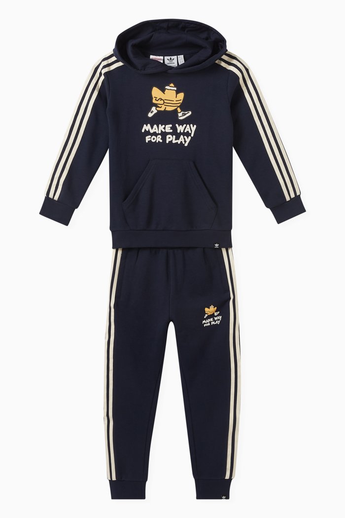 

Graphic Print Hoodie & Sweatpants in French-terry, Blue