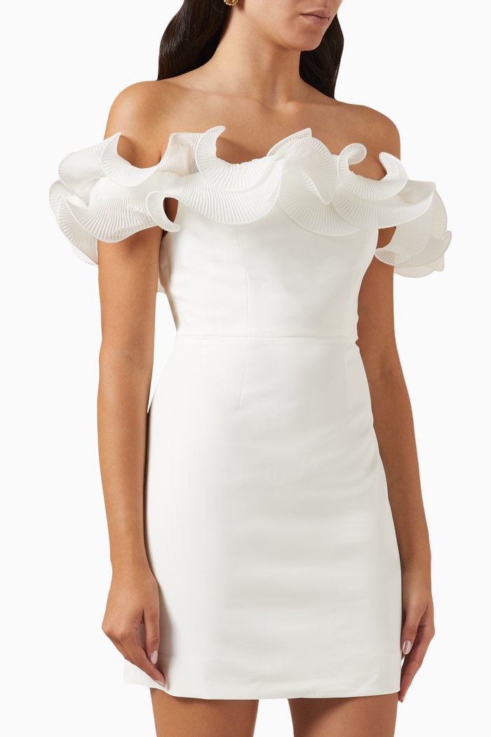 

Gizelle Ruffle Mini Dress, White
