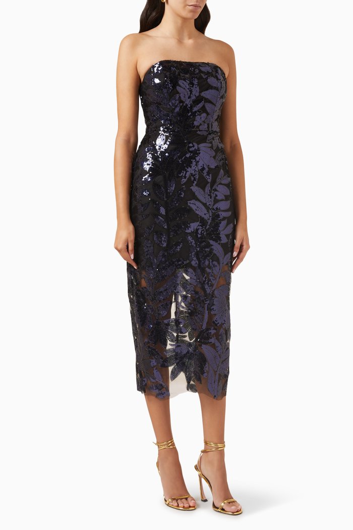 Olea Floral Sequin Maxi Dress, Blue