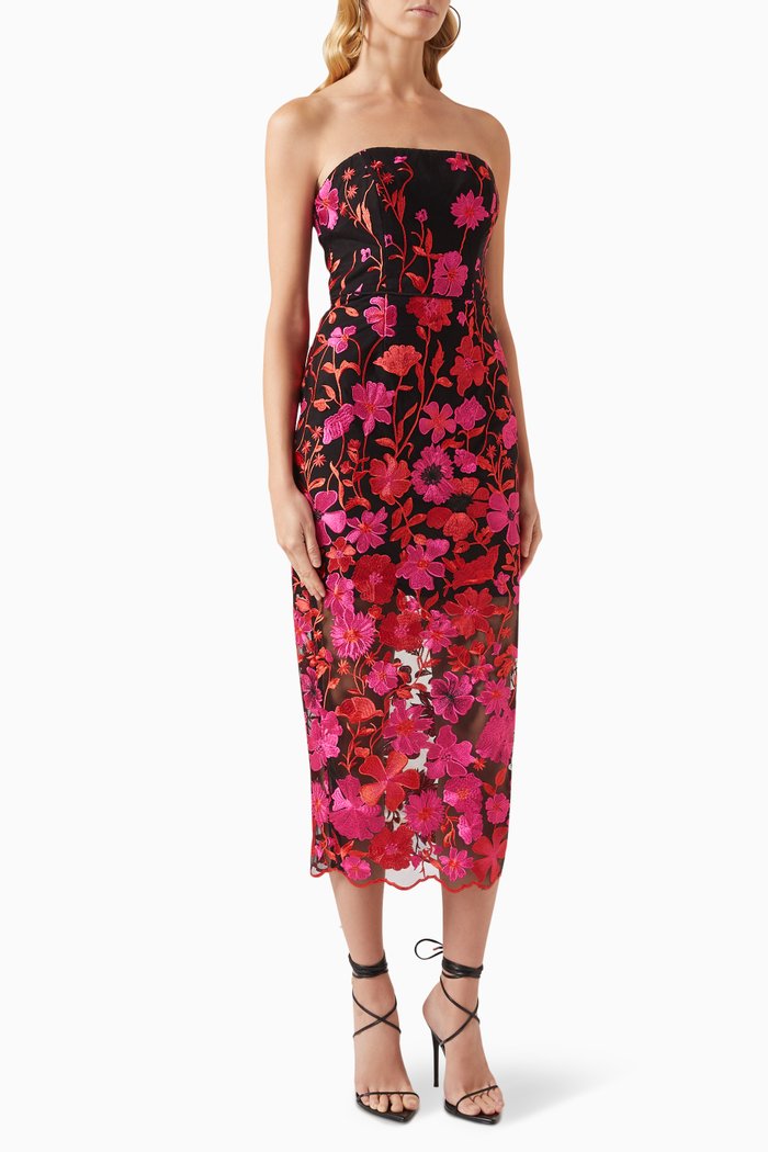 

Kait Midi Dress in Lace, Pink