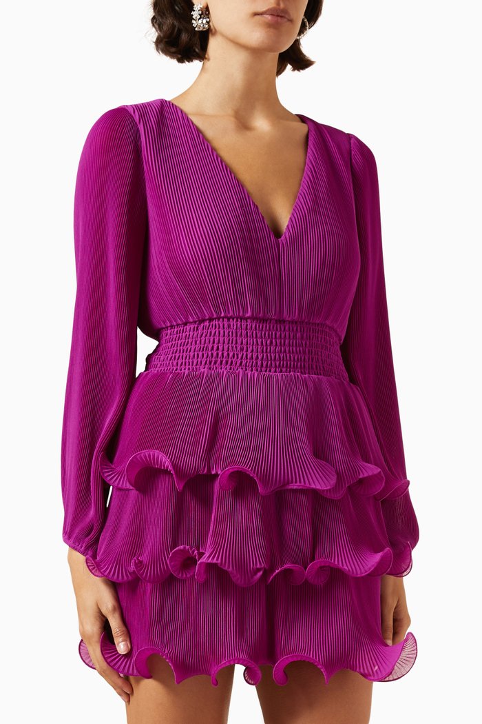 

Ryan Pleated Mini Dress in Chiffon, Pink