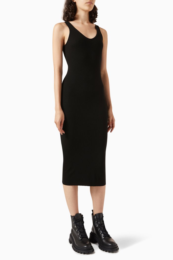 

Rib Tank Midi Dress in Silk-blend Knit, Black