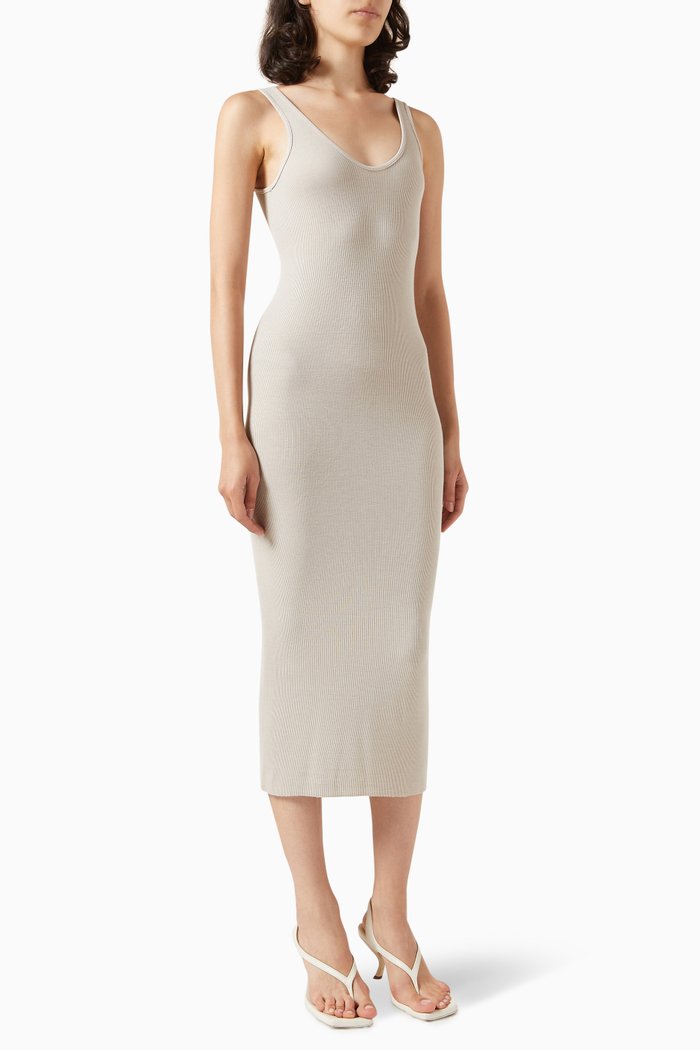 

Rib Tank Midi Dress in Silk-blend Knit, Grey