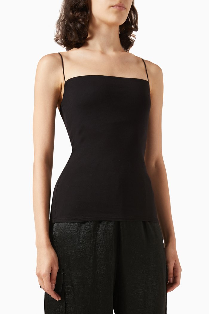 

Essential Strappy Tank in Cotton, Black