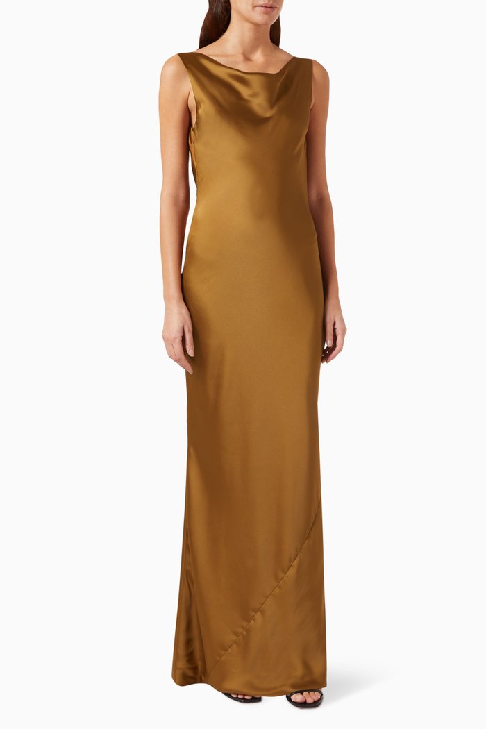 

Maria Gown in Satin, Brown