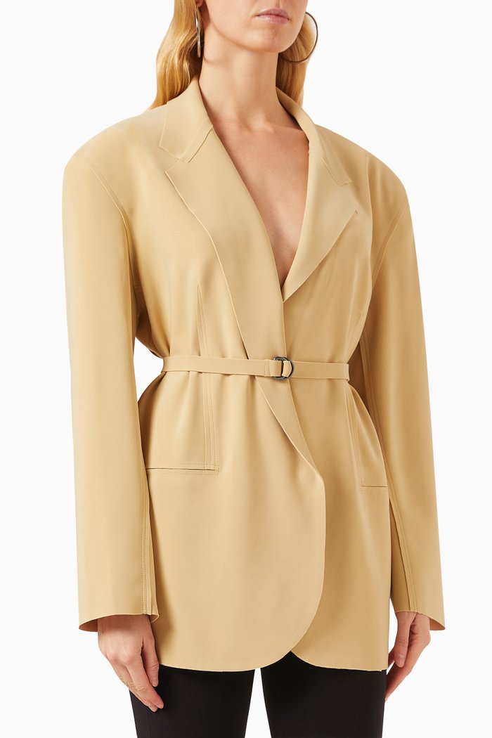 

Oversized Single Breasted Jacket in Polyester, Neutral