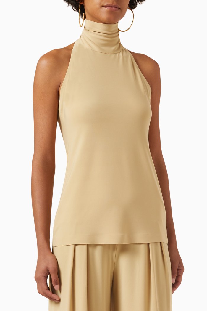 Halter Turtle Top in Poly Lycra, Neutral