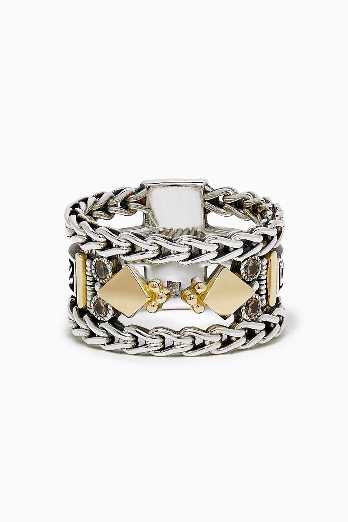 

Zircon Happiness Contentment Ring Band in 18kt Gold & Sterling Silver