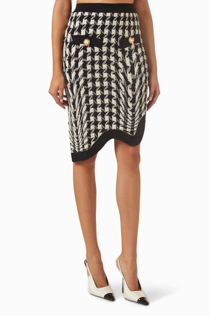

Houndstooth Midi Skirt, Black