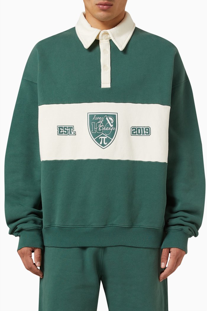 

Varsity Polo Sweatshirt in Organic Cotton, Green