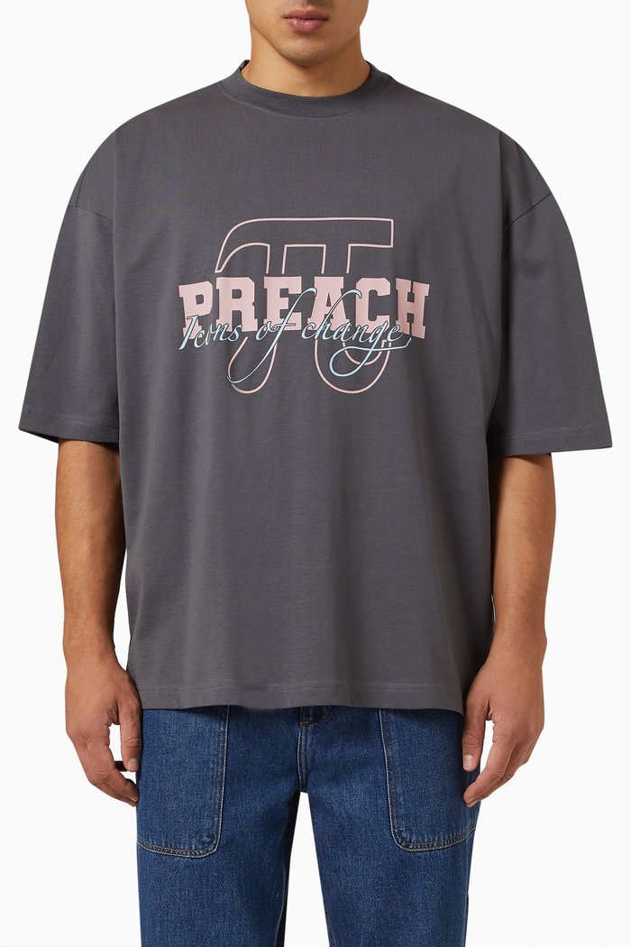

Varsity Graphic Print T-shirt in Cotton, Grey