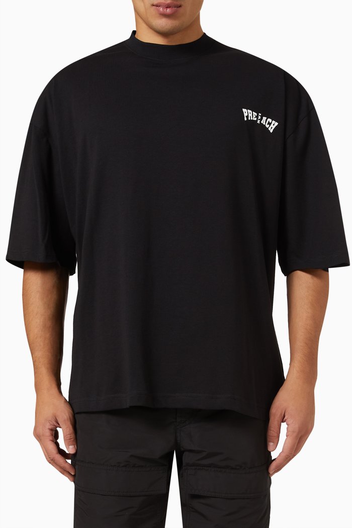

Varsity Logo T-shirt in Organic Cotton, Black