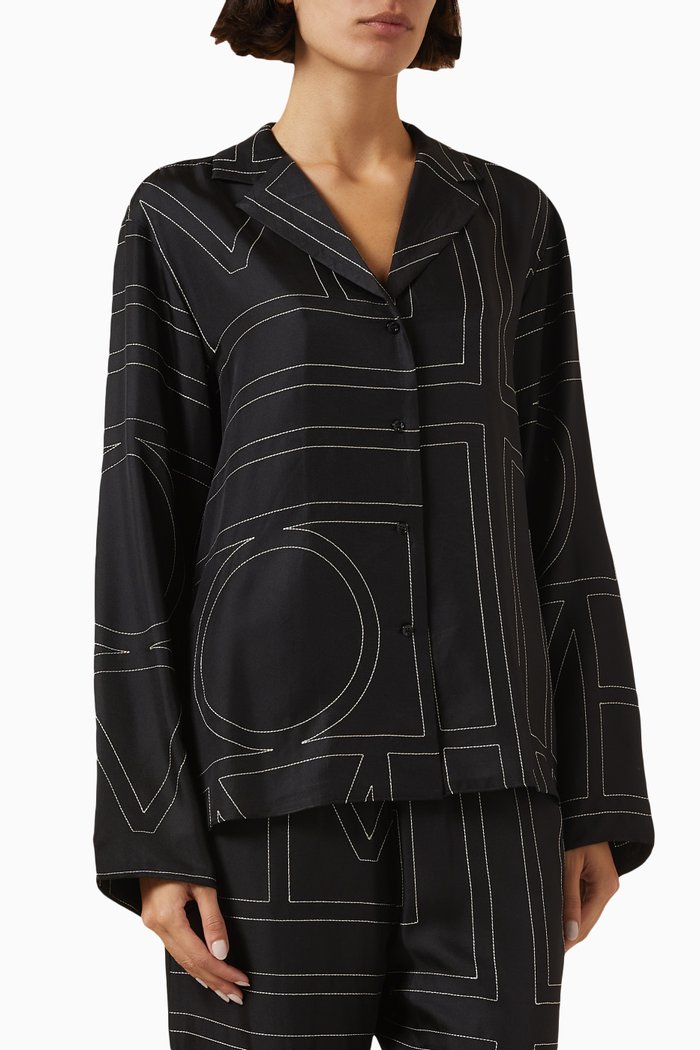 

Monogram Pyjama Top in Silk, Black