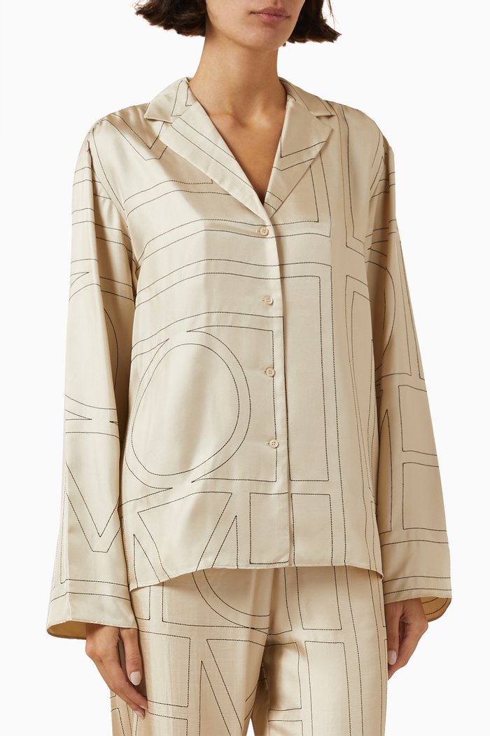 

Monogram Pyjama Top in Silk, Neutral