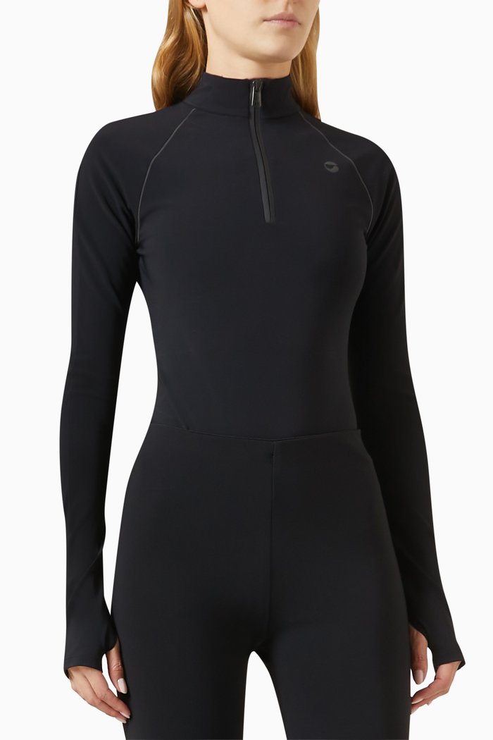 

C+ Zipped Bodysuit in Polyamide, Black