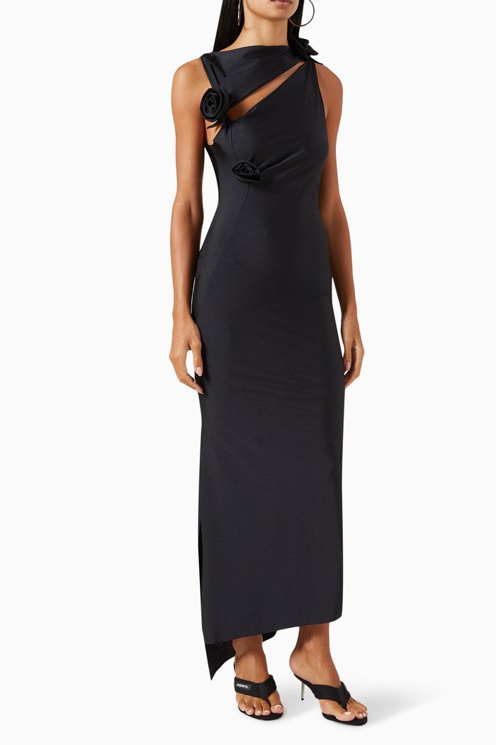 

Asymmetric Flower Gown, Black