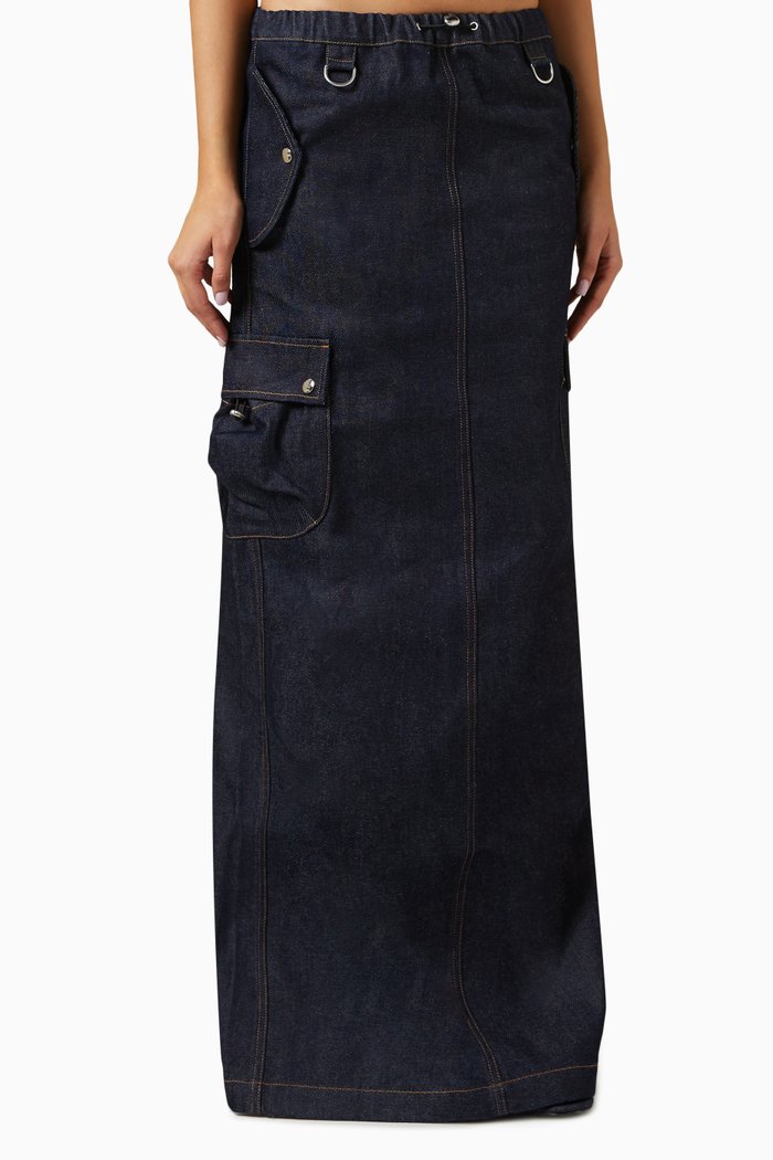 

Cargo Maxi Skirt in Denim, Blue