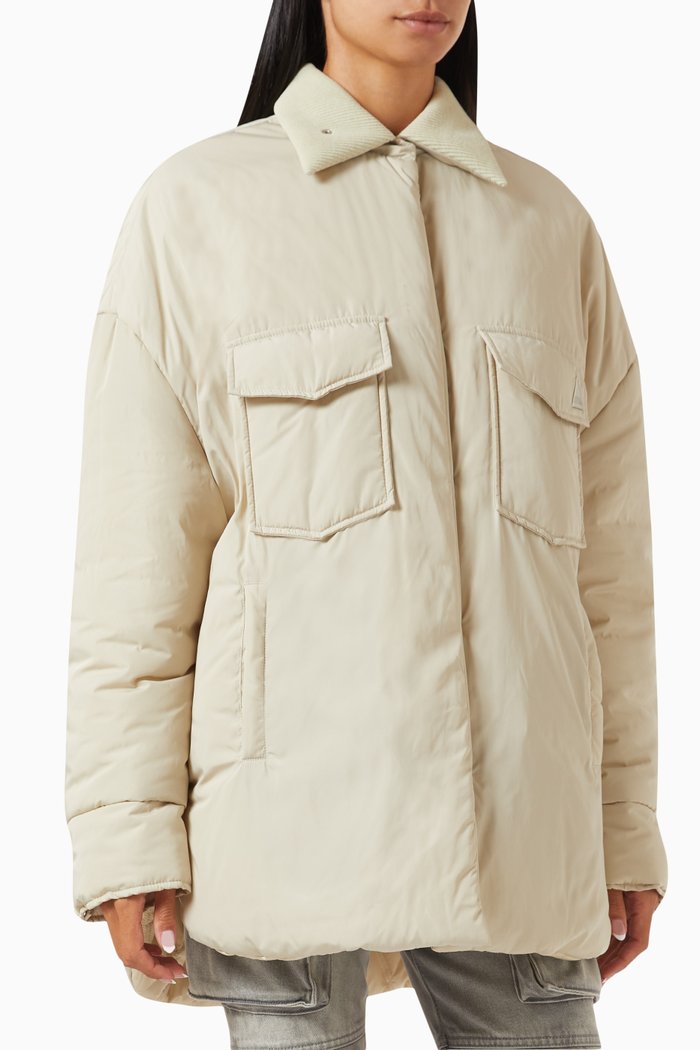Padded Oversized Short Coat in Nylon, Neutral