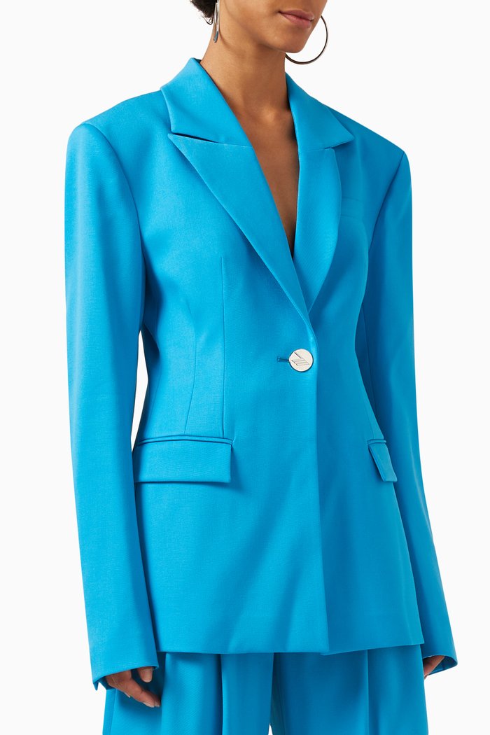 

Single-breasted Blazer in Wool, Blue