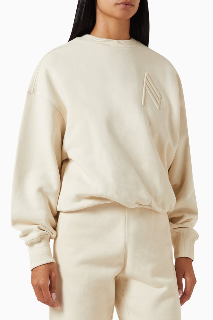 

Maeve Logo-embossed Sweatshirt in Gauzed-fleece, White