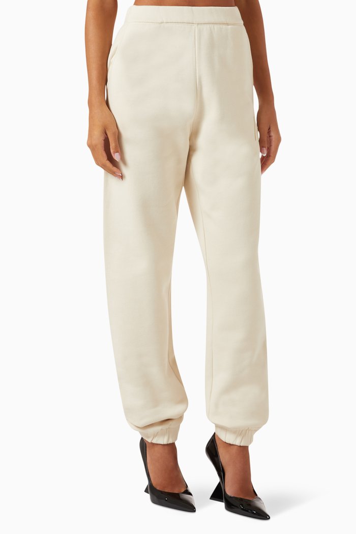 Penny Logo-embossed Sweatpants in Gauzed-fleece, White
