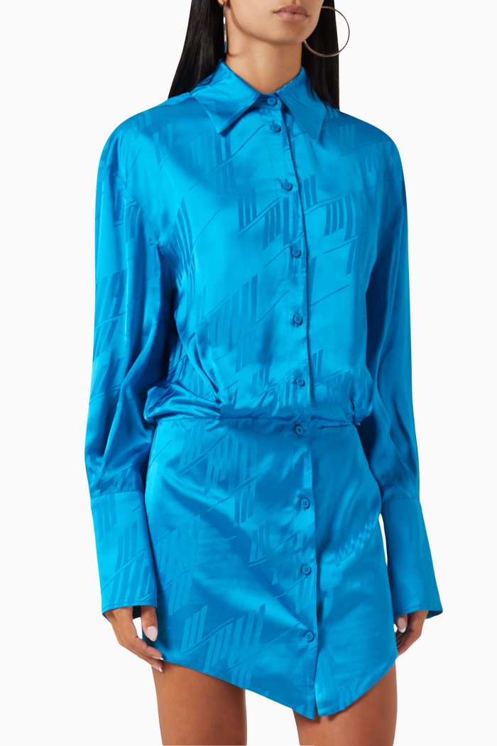 

Silvye Mini Shirt Dress in Viscose, Blue