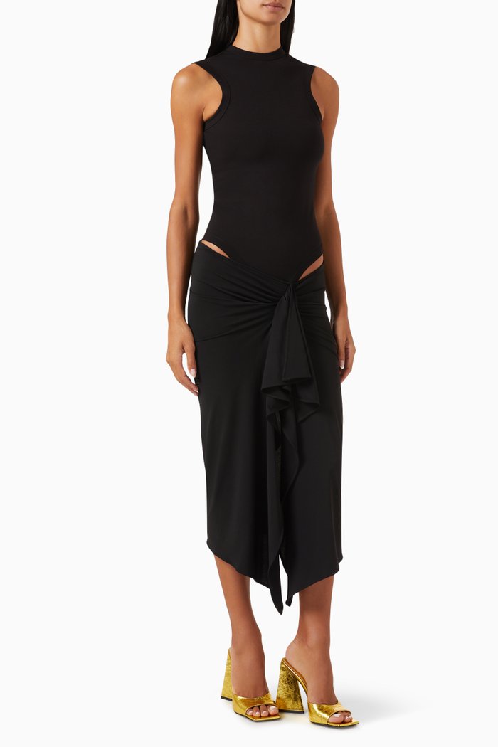 

Mirna Midi Dress in Techno-jersey, Black