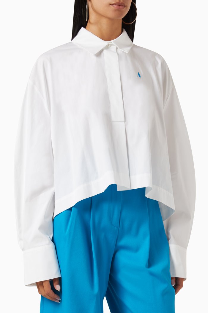 

Jill Oversized Crop Shirt in Cotton-poplin, White