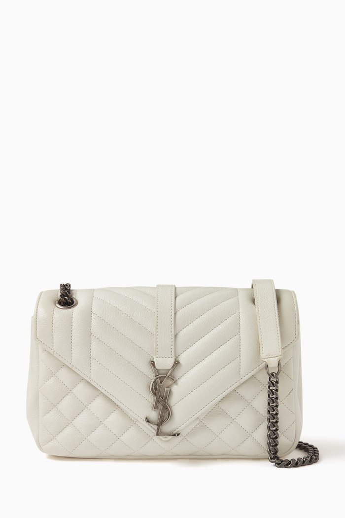 

Small Envelope Shoulder Bag in Leather, White