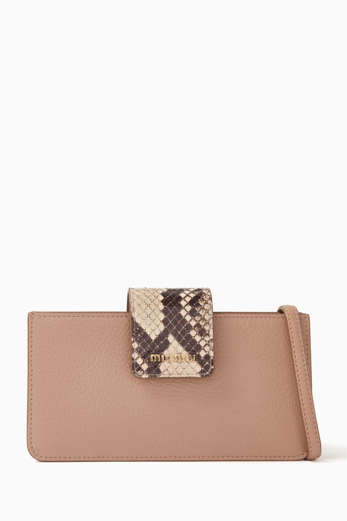 

Mini Flap Crossbody Bag in Leather, Neutral