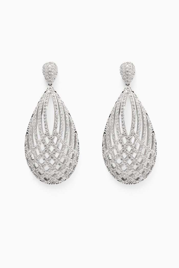 

Emily Drop Earrings in Rhodium-plated Metal, Silver