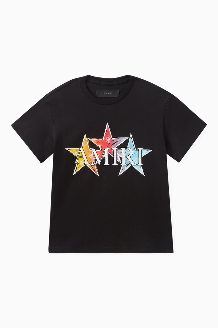 

Logo Stars-print T-shirt in Cotton, Black