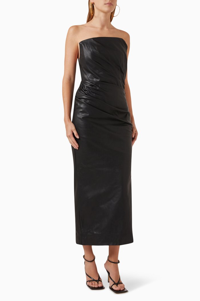 

07 Danielle Dress in Faux-leather, Black