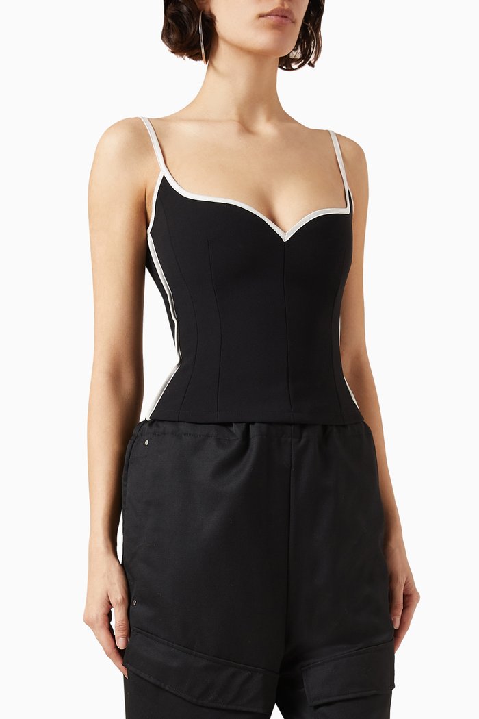 

Heart Tank Top in Bonded Crepe, Black