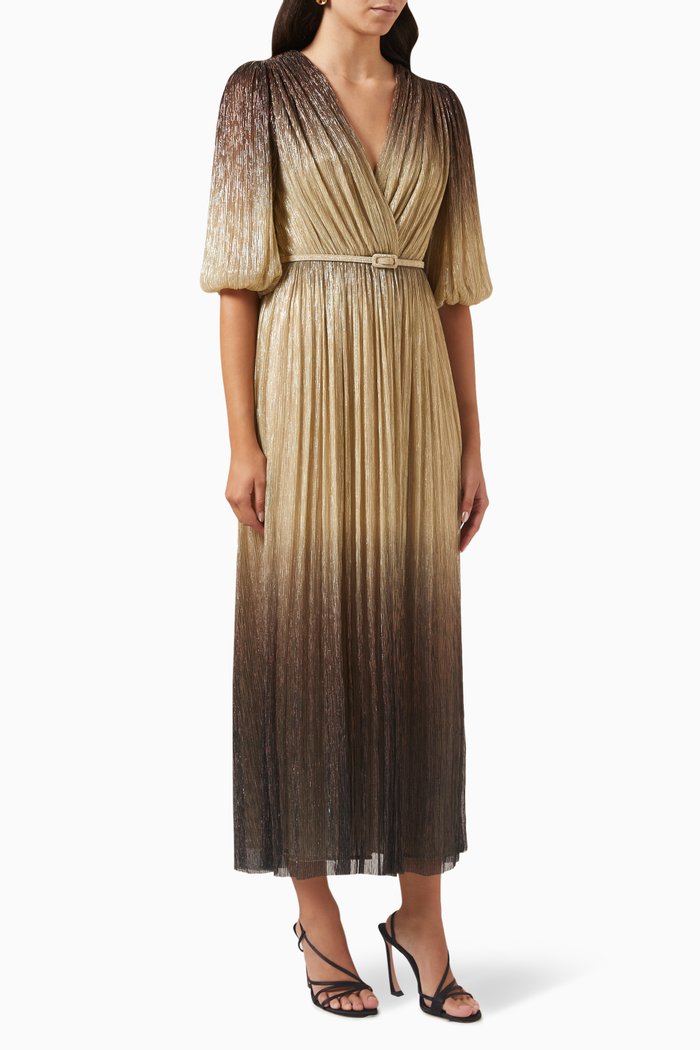 

Mercier Maxi Dress in Metallic Plissé Jersey, Multicolour