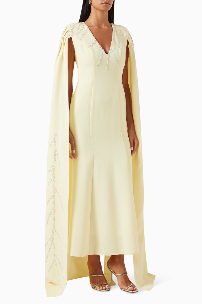 

Soleil Maxi Cape Sleeve Dress, Yellow