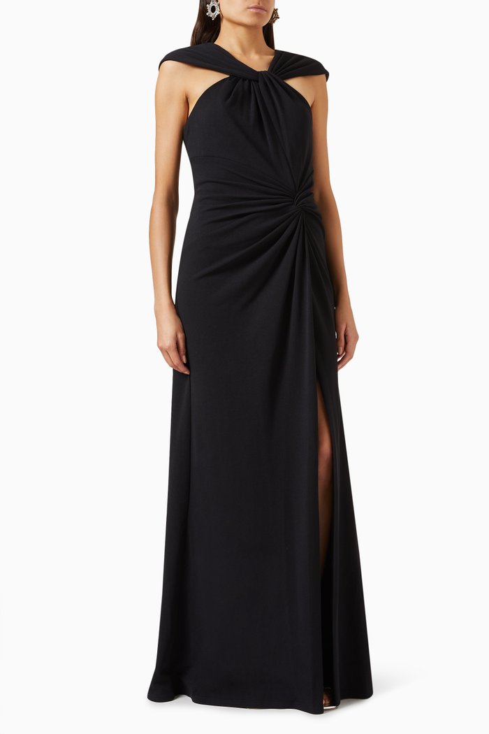 

Stoll Twist Drape Dress in Crepe, Black
