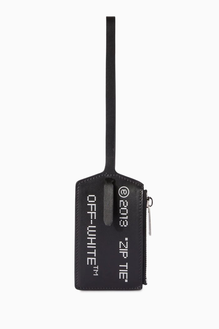 

Zip Tie Card Holder in Leather, Black