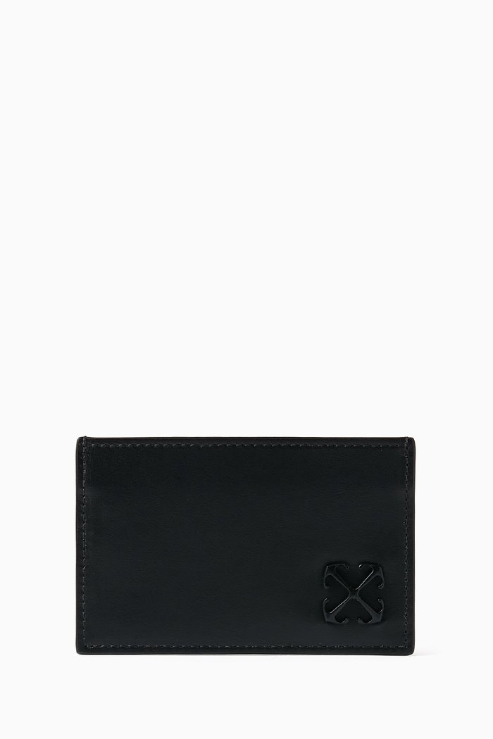 

Jitney Simple Card Case in Calf Leather, Black
