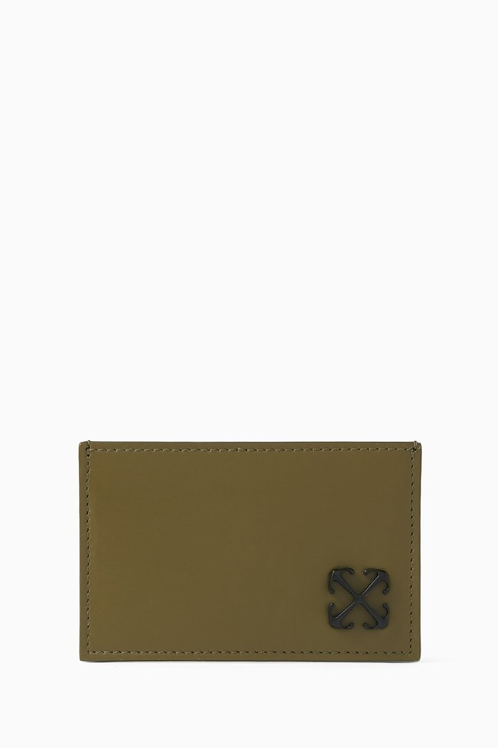 

Jitney Simple Card Case in Calf Leather, Green