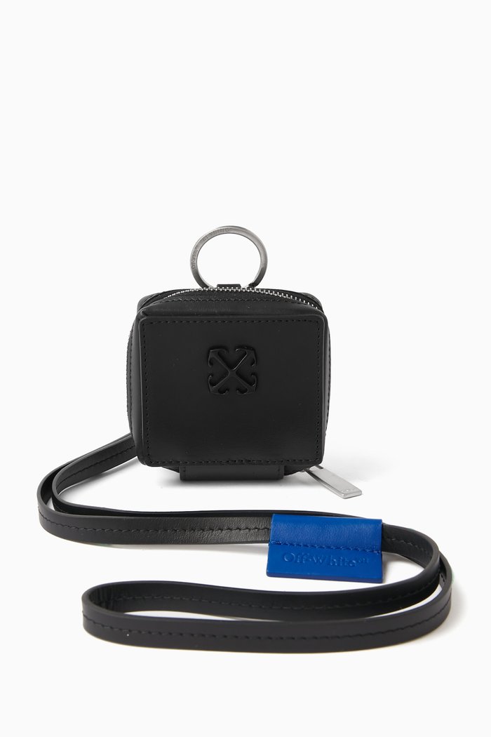 Jitney Earphones Case in Leather, Black