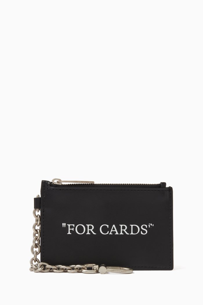 

Quote Bookish Keyring Card Case in Leather, Black