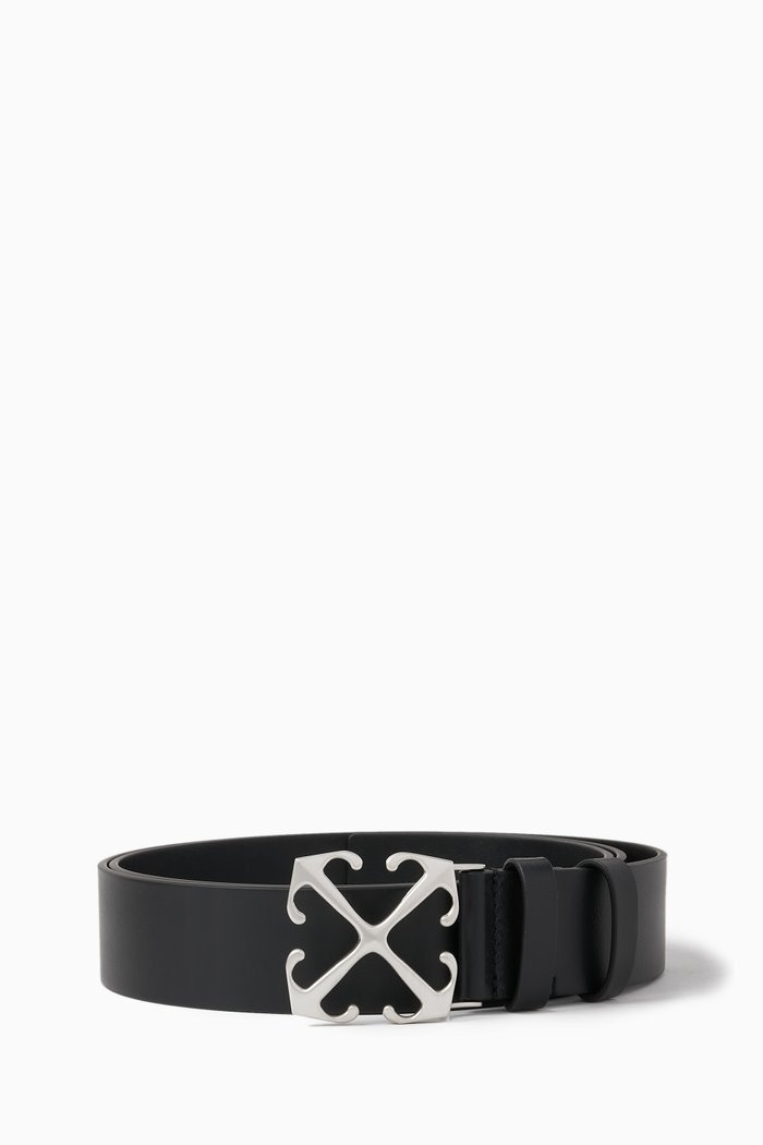 

Arrow Buckle Belt in Leather, Black