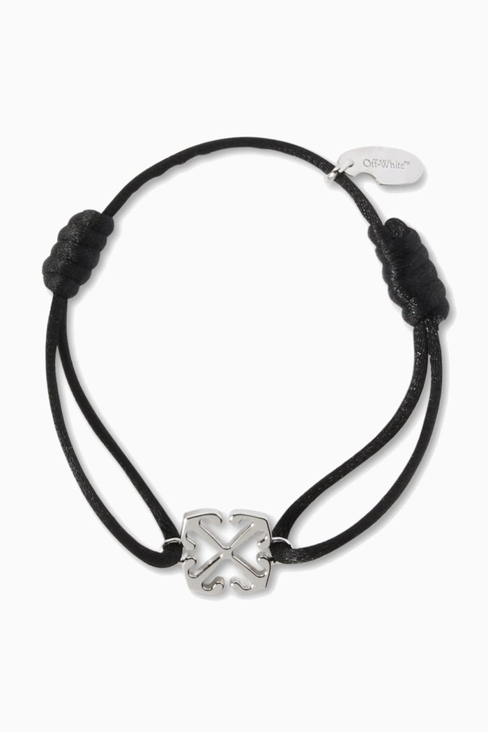 

Arrow Chord Bracelet in Metal & Fabric, Silver