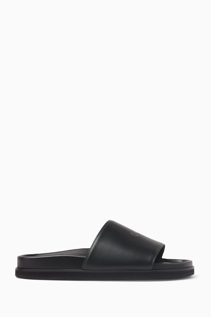 

Cloud Off Stamp Slides in Leather, Black