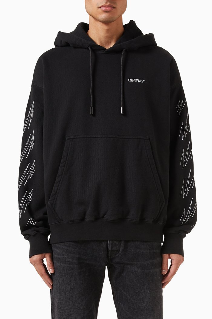 

Stitch Diagonals Skate Hoodie in Cotton, Black