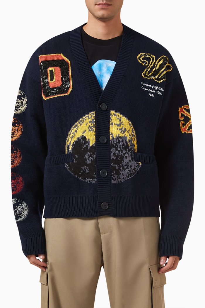 Moon Phase Cardigan in Wool Blend, Multicolour