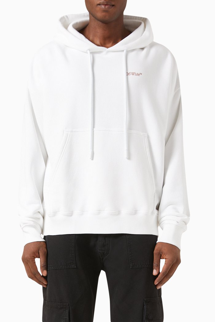 Scratch Arrow Skate Hoodie in Cotton, White